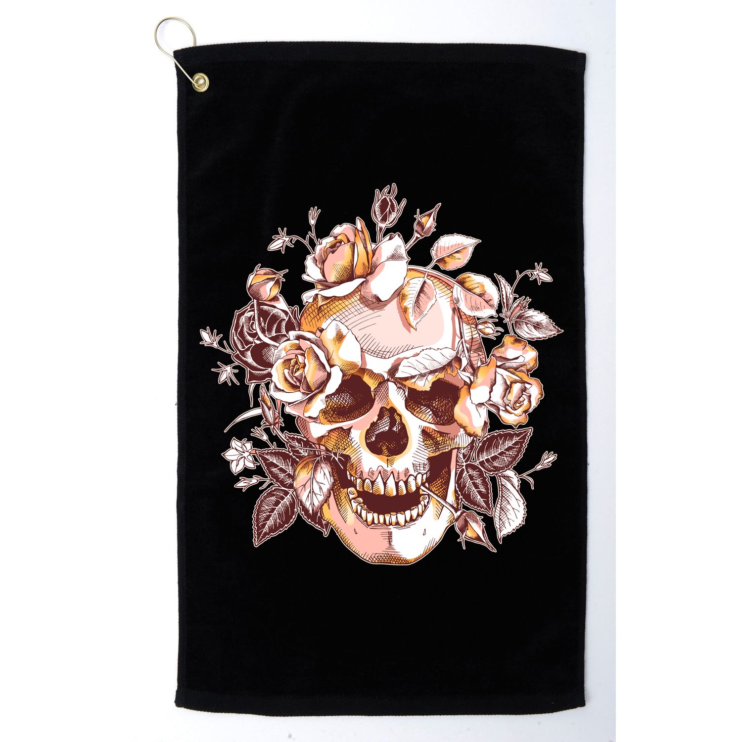 Vintage Floral Flower Skull Golf Towel