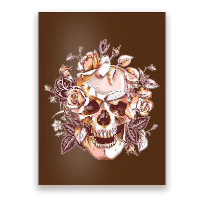 Vintage Floral Flower Skull Poster