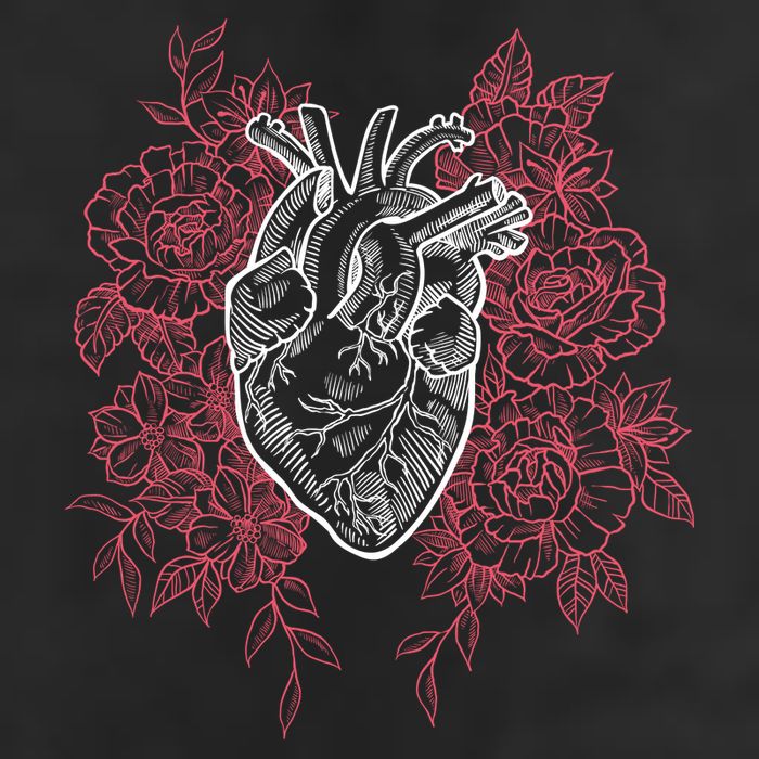 Vintage Floral Medical Heart Tattoo Design 7 Panel Mesh Trucker Snapback Hat