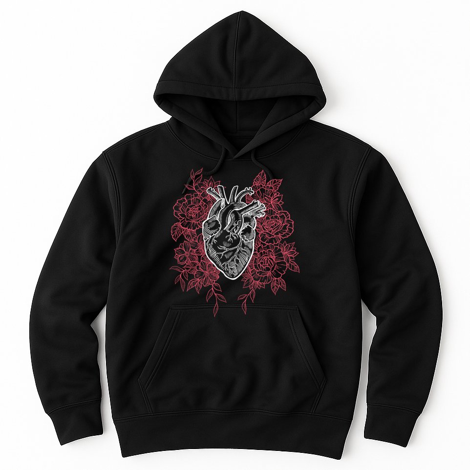 Vintage Floral Medical Heart Tattoo Design Hoodie