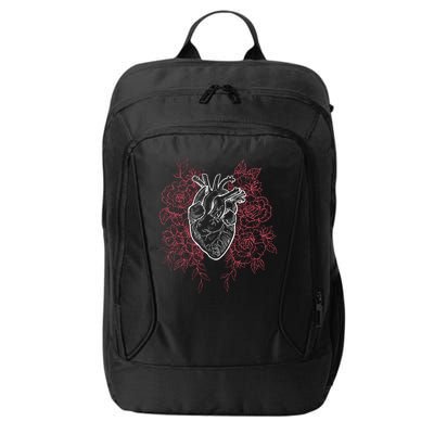 Vintage Floral Medical Heart Tattoo Design City Backpack