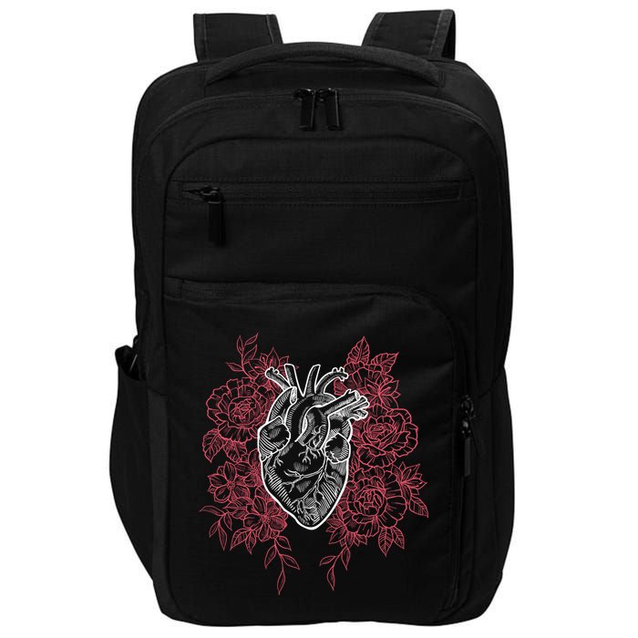 Vintage Floral Medical Heart Tattoo Design Impact Tech Backpack