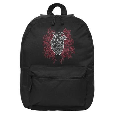 Vintage Floral Medical Heart Tattoo Design 16 in Basic Backpack