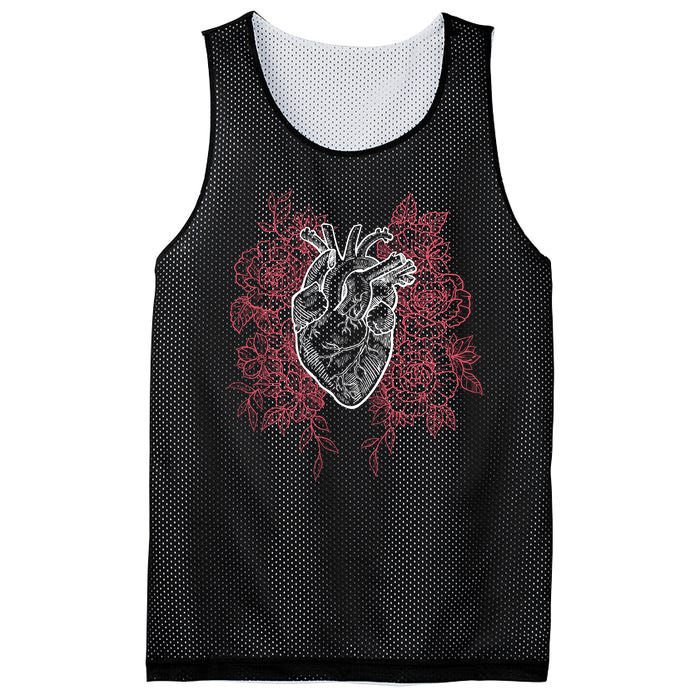 Vintage Floral Medical Heart Tattoo Design Mesh Reversible Basketball Jersey Tank