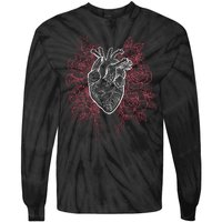 Vintage Floral Medical Heart Tattoo Design Tie-Dye Long Sleeve Shirt