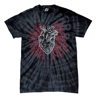 Vintage Floral Medical Heart Tattoo Design Tie-Dye T-Shirt