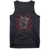 Vintage Floral Medical Heart Tattoo Design Tank Top