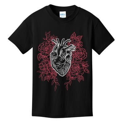 Vintage Floral Medical Heart Tattoo Design Kids T-Shirt