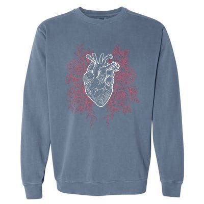 Vintage Floral Medical Heart Tattoo Design Garment-Dyed Sweatshirt