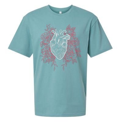 Vintage Floral Medical Heart Tattoo Design Sueded Cloud Jersey T-Shirt