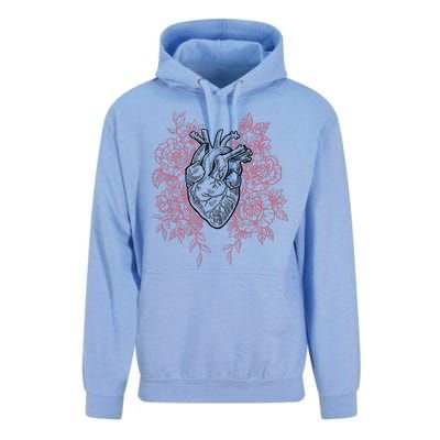 Vintage Floral Medical Heart Tattoo Design Unisex Surf Hoodie