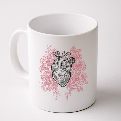 Vintage Floral Medical Heart Tattoo Design Coffee Mug