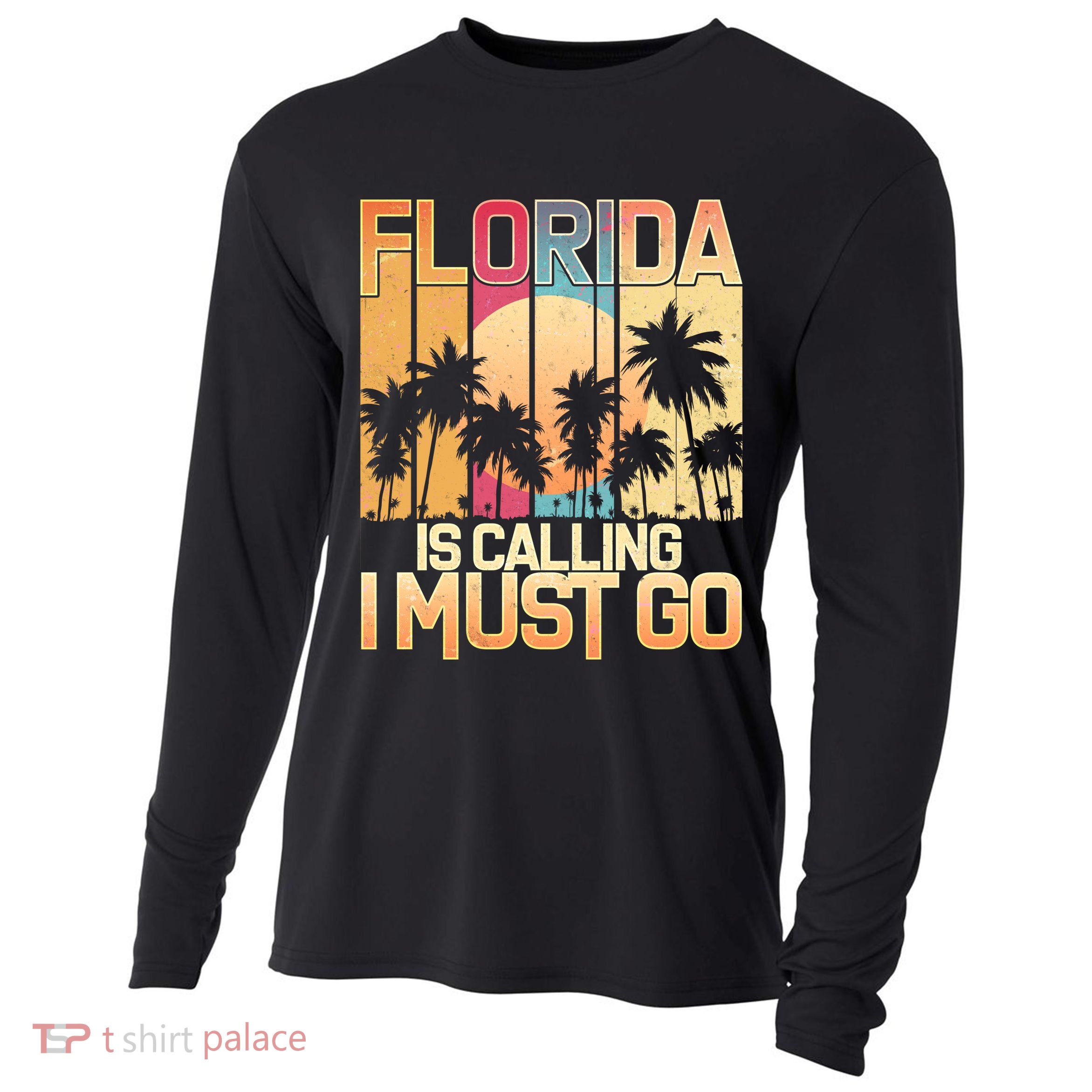 Vintage Florida Is Calling I Must Go Cooling Performance Long Sleeve Crew