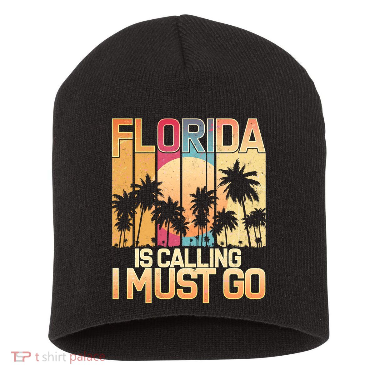 Vintage Florida Is Calling I Must Go Short Acrylic Beanie