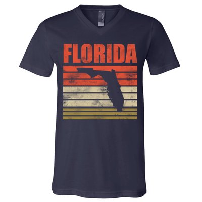 Vintage Florida State Map V-Neck T-Shirt