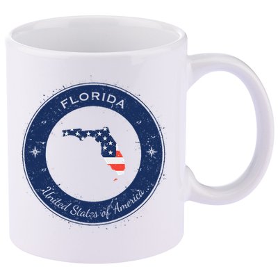Vintage Florida USA Badge 11oz C Handle Ceramic Mug