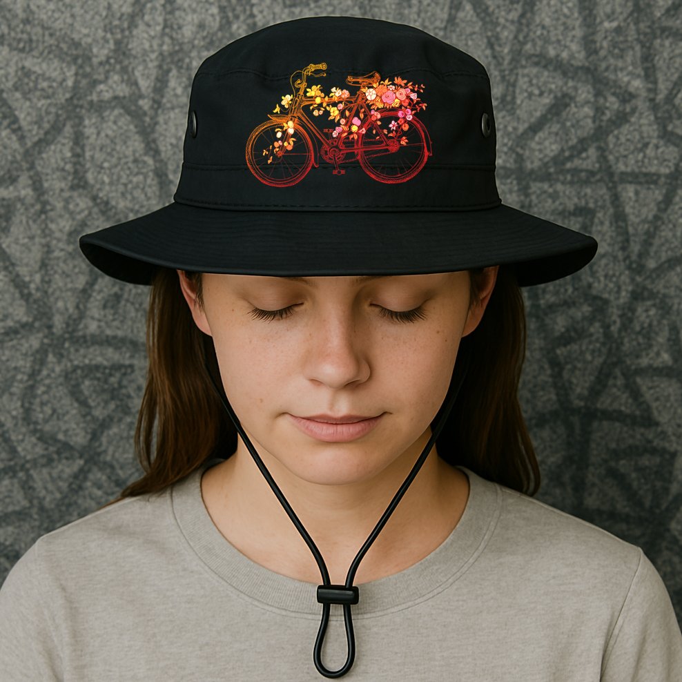 Vintage Flower Bicycle  Bucket Hat