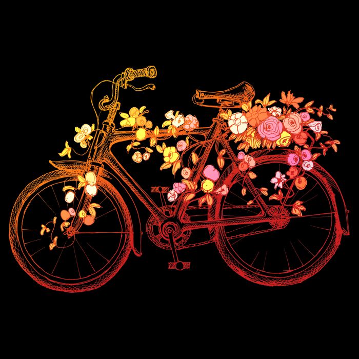 Vintage Flower Bicycle  Bucket Hat