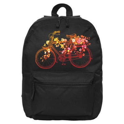 Vintage Flower Bicycle  16 in Basic Backpack