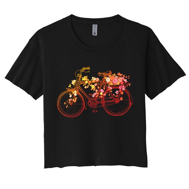 Vintage Flower Bicycle  Crop Top