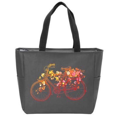 Vintage Flower Bicycle  Zip Tote Bag