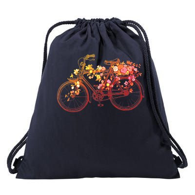 Vintage Flower Bicycle  Drawstring Bag