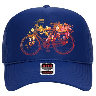 Vintage Flower Bicycle  High Crown Mesh Back Trucker Hat