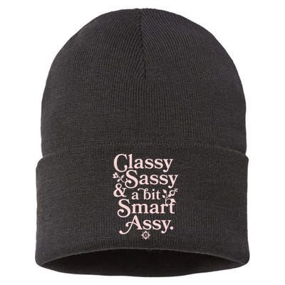 Vintage Funny Classy Sassy & A Bit Smart Assy Sustainable Knit Beanie