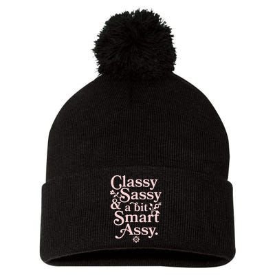 Vintage Funny Classy Sassy & A Bit Smart Assy Pom Pom 12in Knit Beanie