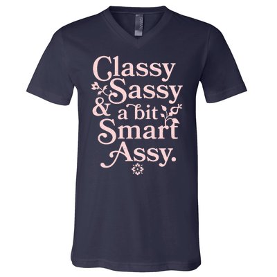 Vintage Funny Classy Sassy & A Bit Smart Assy V-Neck T-Shirt