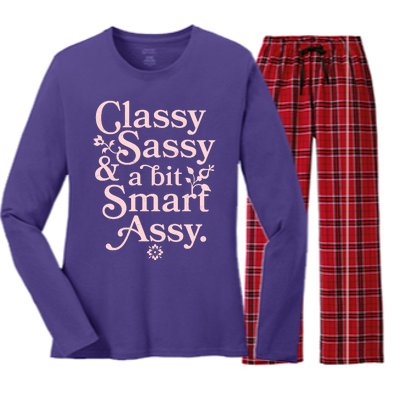 Vintage Funny Classy Sassy & A Bit Smart Assy Women's Long Sleeve Flannel Pajama Set 