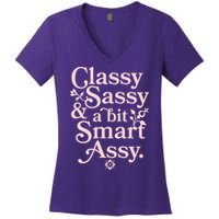 Vintage Funny Classy Sassy & A Bit Smart Assy Women's V-Neck T-Shirt
