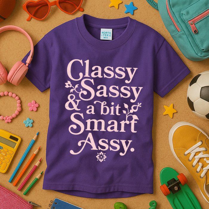 Vintage Funny Classy Sassy & A Bit Smart Assy Kids T-Shirt