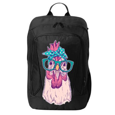 Vintage Funny Cute Chicken Hen With Glasses And Bandana City Backpack