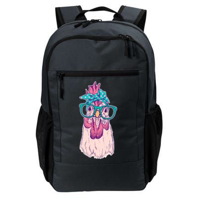 Vintage Funny Cute Chicken Hen With Glasses And Bandana Daily Commute Backpack