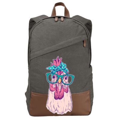 Vintage Funny Cute Chicken Hen With Glasses And Bandana Cotton Canvas Backpack