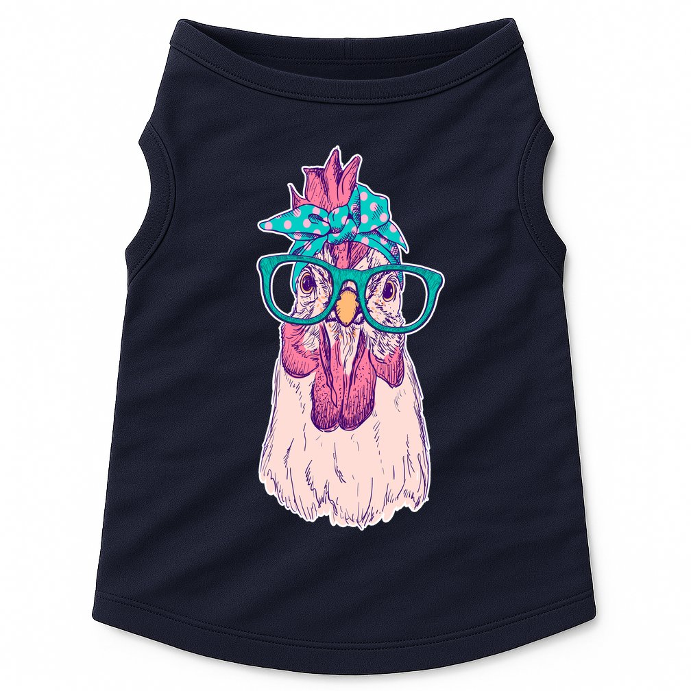 Vintage Funny Cute Chicken Hen With Glasses And Bandana Doggie Tank
