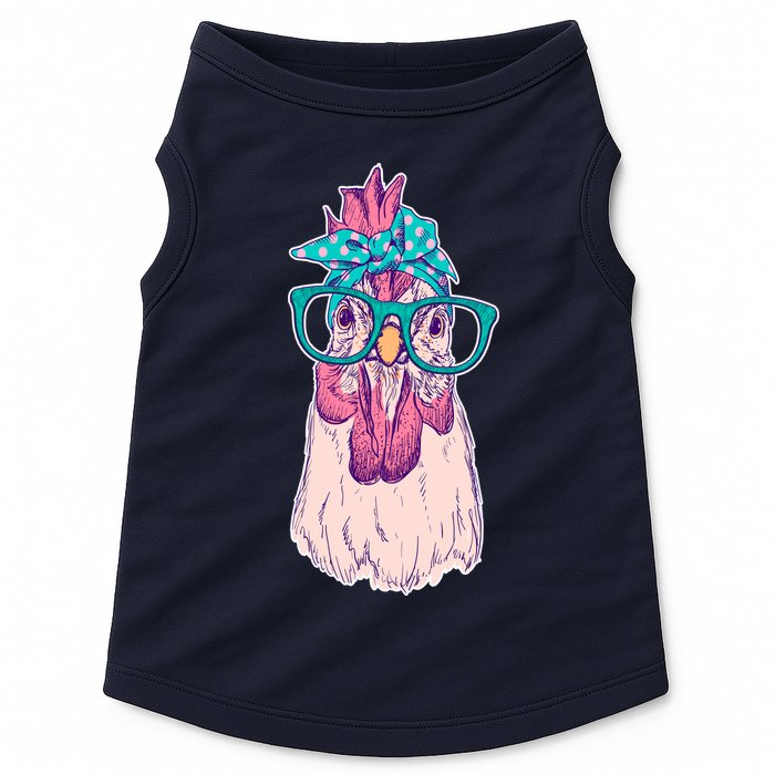 Vintage Funny Cute Chicken Hen With Glasses And Bandana Doggie Tank