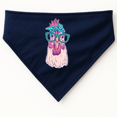 Vintage Funny Cute Chicken Hen With Glasses And Bandana USA-Made Doggie Bandana