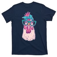 Vintage Funny Cute Chicken Hen With Glasses And Bandana T-Shirt