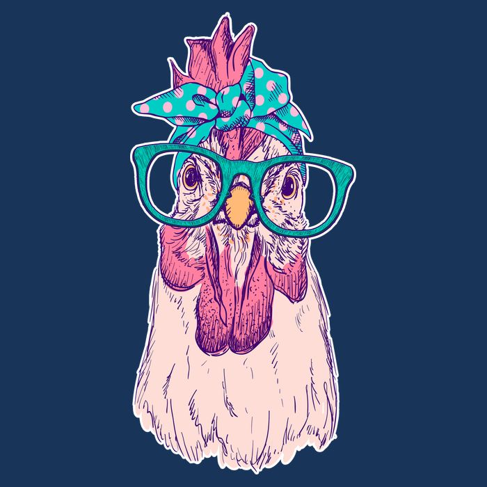Vintage Funny Cute Chicken Hen With Glasses And Bandana Button