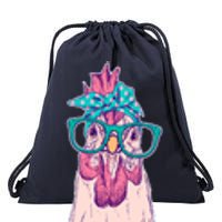 Vintage Funny Cute Chicken Hen With Glasses And Bandana Drawstring Bag