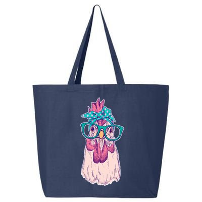 Vintage Funny Cute Chicken Hen With Glasses And Bandana 25L Jumbo Tote