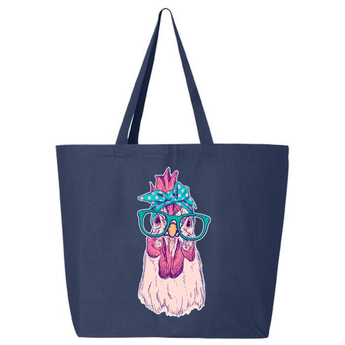 Vintage Funny Cute Chicken Hen With Glasses And Bandana 25L Jumbo Tote