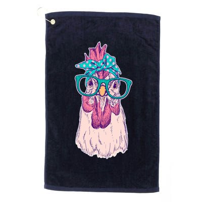 Vintage Funny Cute Chicken Hen With Glasses And Bandana Golf Towel