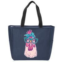 Vintage Funny Cute Chicken Hen With Glasses And Bandana Zip Tote Bag