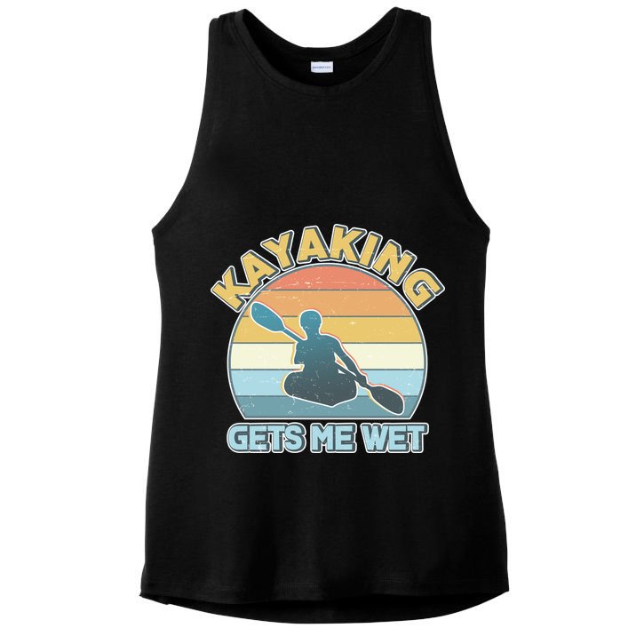 Vintage Funny Kayaking Get Me Wet Ladies PosiCharge Tri-Blend Wicking Tank