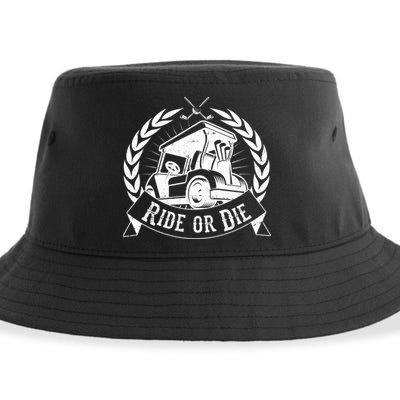 Vintage Funny Ride or Die Golf Cart Golfing Fan Sustainable Bucket Hat