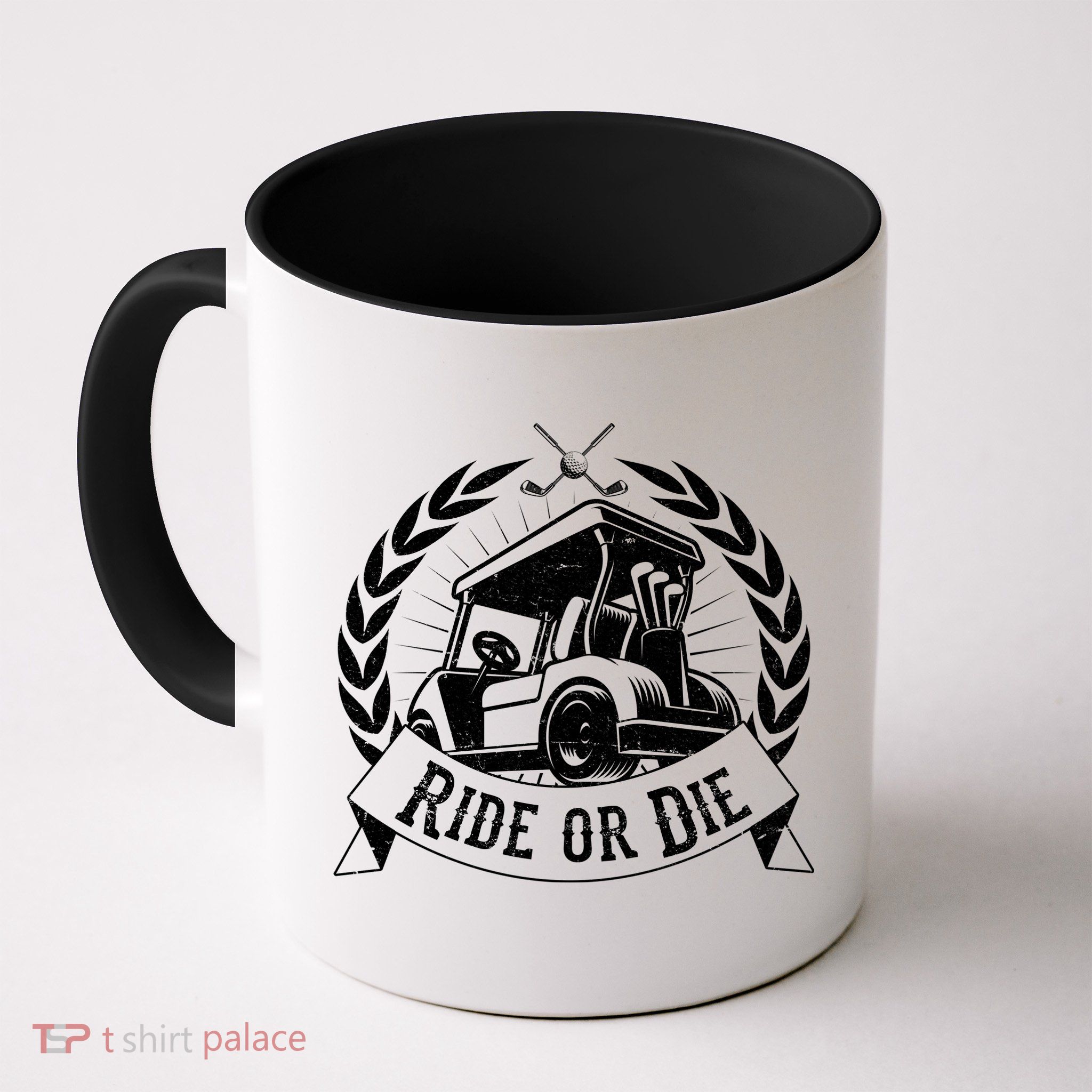 Vintage Funny Ride or Die Golf Cart Golfing Fan Mug