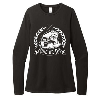 Vintage Funny Ride or Die Golf Cart Golfing Fan Womens CVC Long Sleeve Shirt